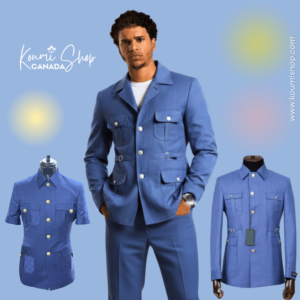 Veste politique bleue – Élégance officielle | Kourni Shop