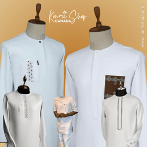 Kaftan homme blanc avec broderies variées – Kourni Shop Canada